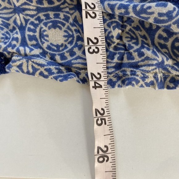 Lucky Brand Top Blue Floral Boho Beaded Embroidered V-Neck 3/4‎ Sleeve Blouse XS - Picture 7 of 10